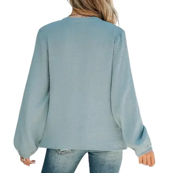 NWT CUPSHE Floral Lace Gauze Button Front Shirt Size XS - Picture 3 of 9